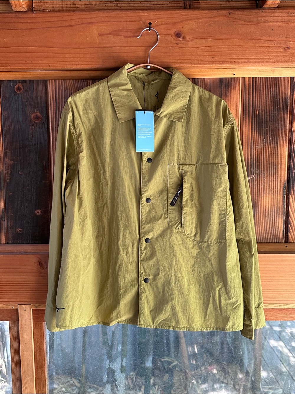 Mizuno Men's Olive Lightweight Button-Up Shirt Jacket